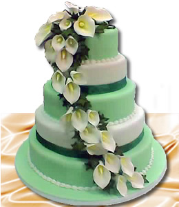 flowers round shape  4 tiers wedding cake